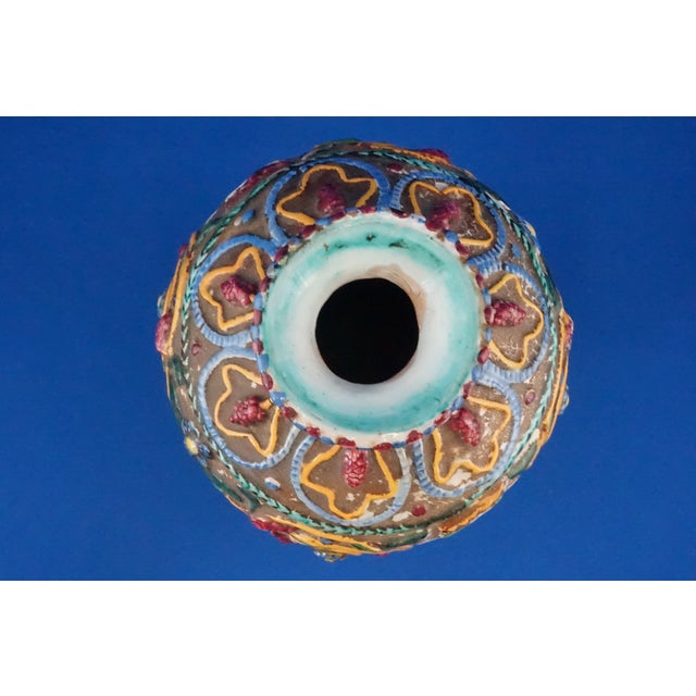 20th Century Neo-Renaissance Ceramic Vase Relief Decoration and Lily by Vincenzo Corrente for the Fantechi Factory, Italy, 1890s For Sale - Image 13 of 18