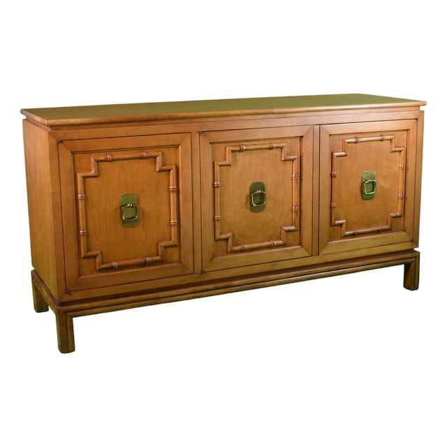 Late 20th Century Faux Bamboo and Rattan Credenza by Ficks Reed For Sale