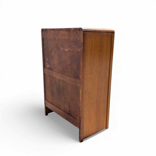 1930s Art Deco Waterfall Tallboy Dresser With Figured Wood For Sale - Image 4 of 16