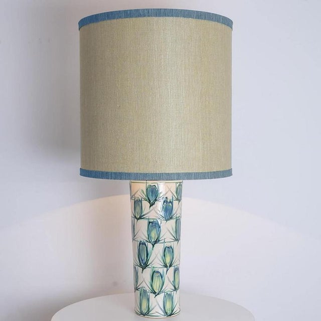 Ceramic Ceramic Table Lamp with Silk Lampshade by R. Houben, 1970 For Sale - Image 7 of 11