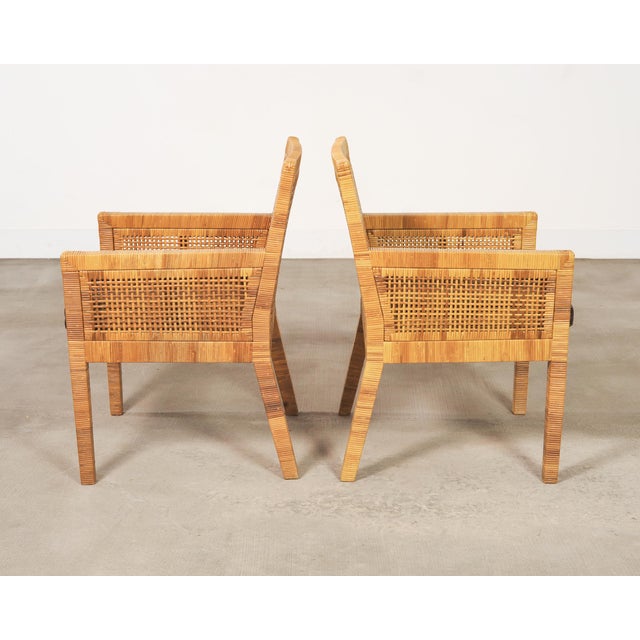 Wood Set of Four Billy Baldwin for Bielecky Cane Dining Armchairs For Sale - Image 7 of 18