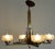 1920s French Art Deco Brass and Satin Glass 4-Light Chandelier, 1920s For Sale - Image 5 of 15
