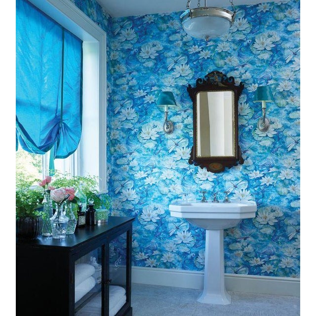 Water Lily Wallpaper - Blue | Chairish