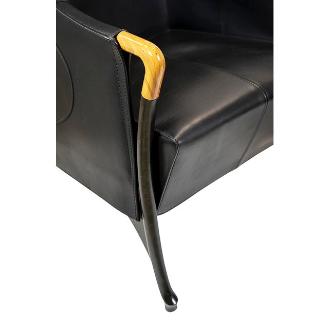 Wood Mid-Century Leather Armchairs by Giorgetti, Set of 2 For Sale - Image 7 of 13