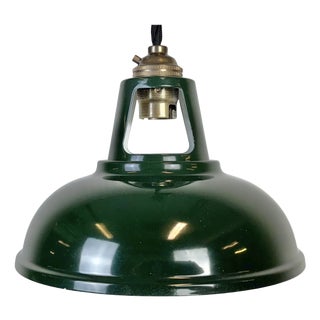 Vintage Industrial Green Painted Ceiling Lamp For Sale