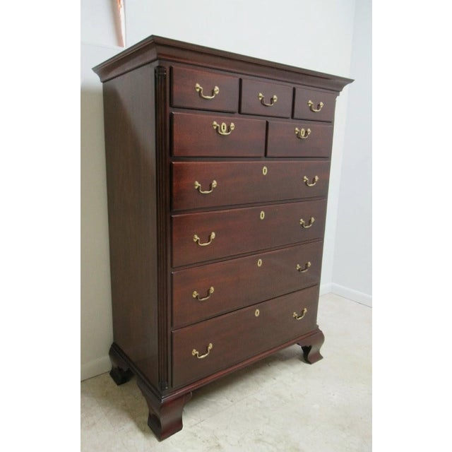 Wood 1980s Kindel Winterthur Solid Mahogany Chippendale Dresser Chest Of Drawers For Sale - Image 7 of 12