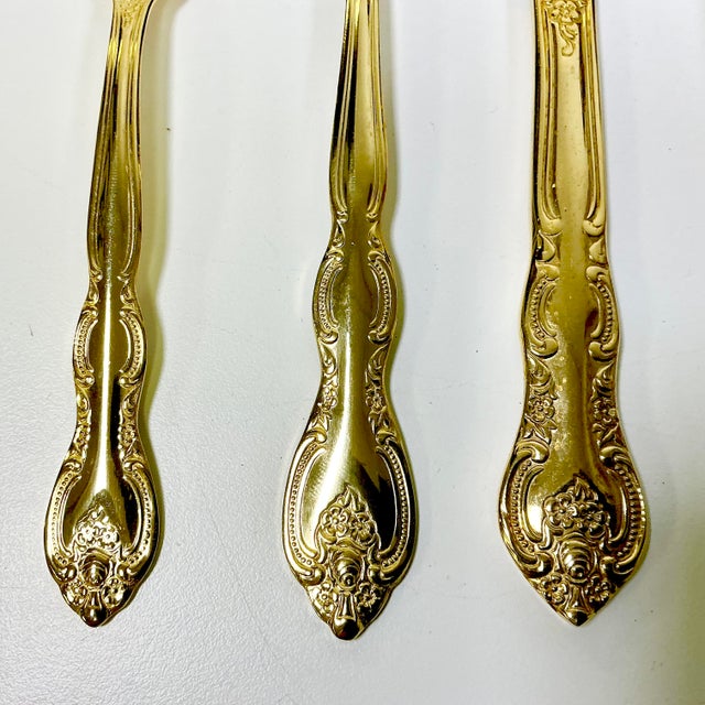 1970s Vintage Hollywood Regency Baroque Gold Electro Plated Flatware, Service for 11 - Set of 69 For Sale - Image 10 of 12