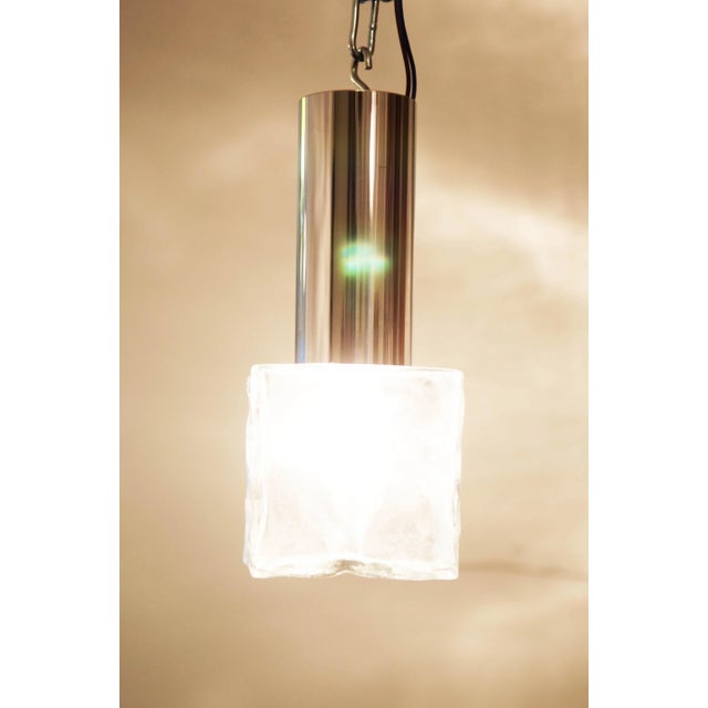 Vintage Glass and Steel Pendant Lamp by J.T. Kalmar For Sale - Image 9 of 11