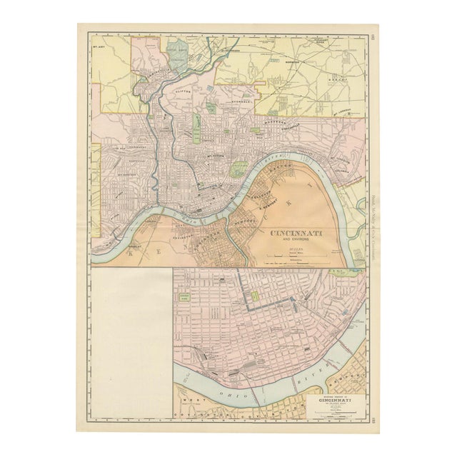 Antique Map of Cincinnati The Queen City by Ran McNally, 1899 For Sale
