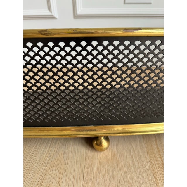 Exceptionally Elegant Antique Victorian Brass & Pierced Steel Fireplace Fender - 38" For Sale In Chicago - Image 6 of 7