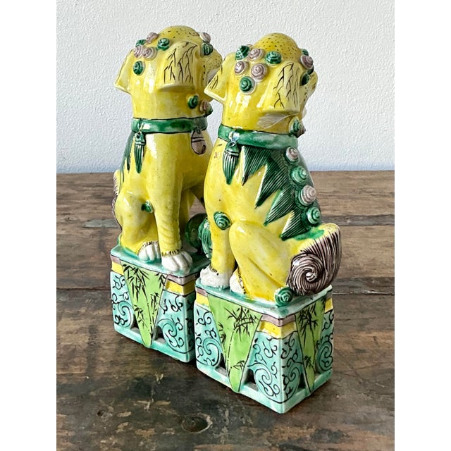 Ceramic Vintage Asian Glazed Ceramic Guardian Lions - A Pair For Sale - Image 7 of 7