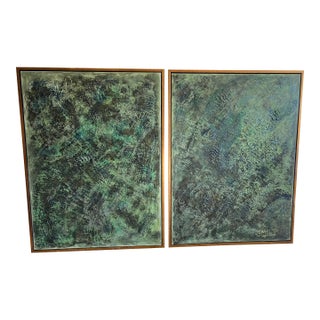 Green Exotic Canvas Art I & II Designed by Cheryl P. Kohloff, Set of 2 For Sale