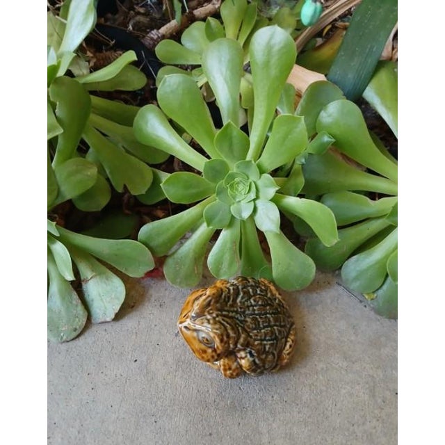 1970's Ceramic Decor 4" Realistic Horned Lizard Toad Frog Garden Pond Pot Japan Vintage For Sale - Image 11 of 15