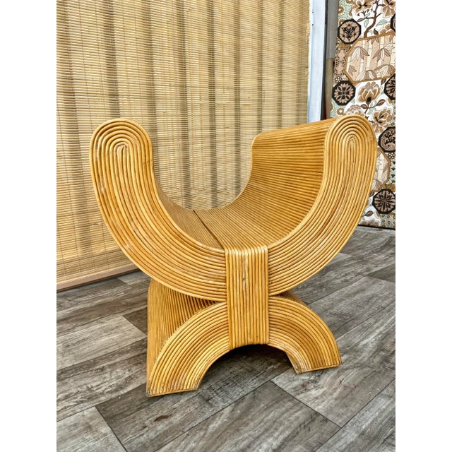 Coastal Style Pencil Reed Side Table in the Gabriella Crespi Manner. Circa 1980s For Sale In Miami - Image 6 of 12