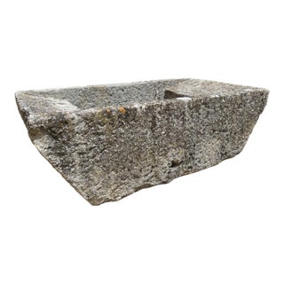 Antique French Double Sloped Monolithic Limestone Lavoir Trough, Circa 1800 For Sale