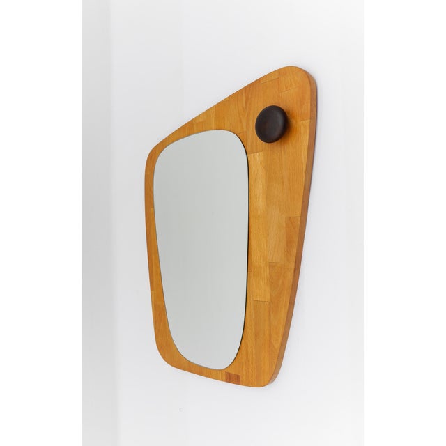 Vintage Wooden Asymetric Wall Mirror, Sweden, 1960s, in Very Good conditions. Designed 1960 to 1969