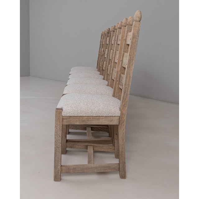 20th Century Belgian Upholstered Oak Ladderback Oak Dining Chairs - Set of 5 For Sale - Image 14 of 18
