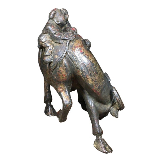 Vintage Solid Bronze Figurine of a Boy and Water Buffalo For Sale