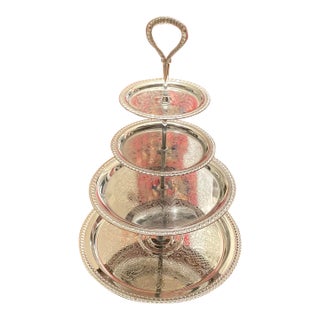 Vintage Four Tier Silverplate Serving Tray For Sale