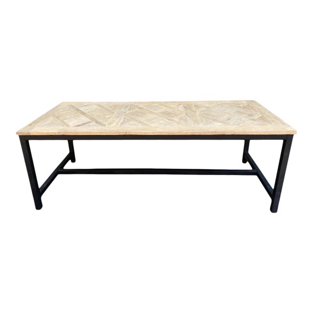 Modern Vintage Elm Parquet Dining Table For Sale