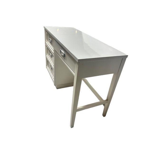 Contemporary 1980s Classic White Wooden Writing Desk For Sale - Image 3 of 5