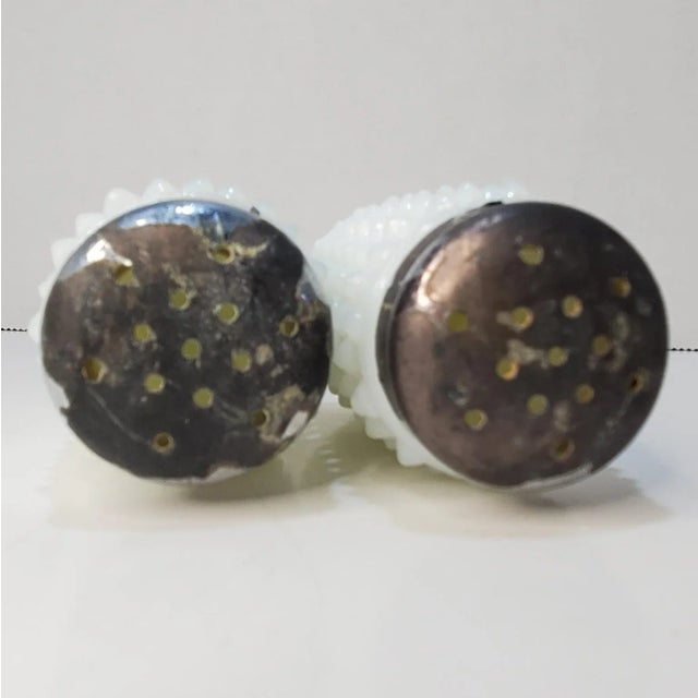 Fenton Art Glass Company Mid Century Fenton Hobnail Milk Glass Salt & Pepper Shakers For Sale - Image 4 of 7