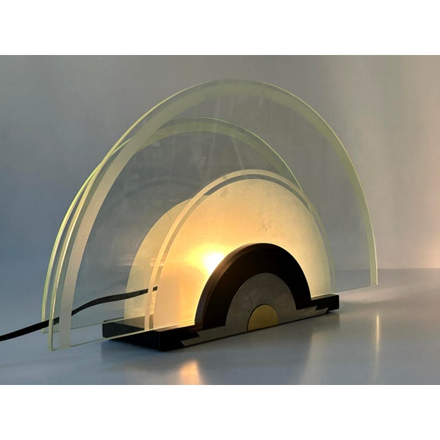 Aqua Postmodern Rising Sun Table Lamp from Metalarte, Spain, 1980s For Sale - Image 8 of 18