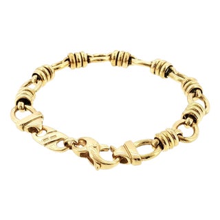 Late 20th Century 18k Yellow Gold Oval Link 6.75" Bracelet For Sale