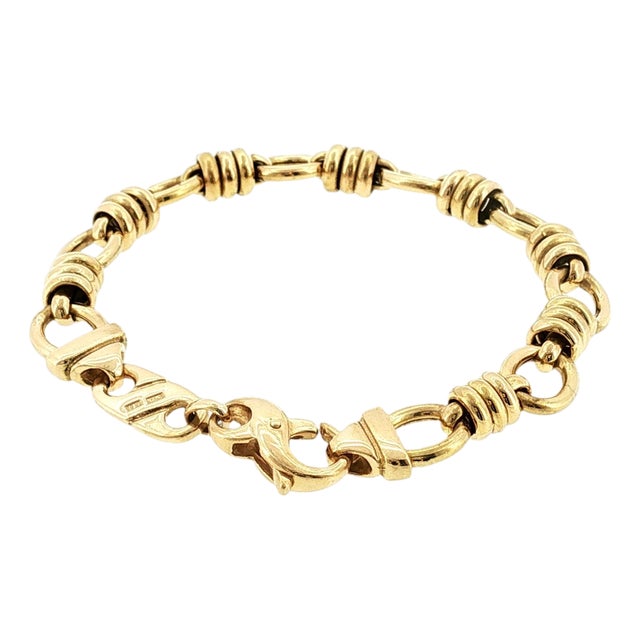 Late 20th Century 18k Yellow Gold Oval Link 6.75" Bracelet For Sale