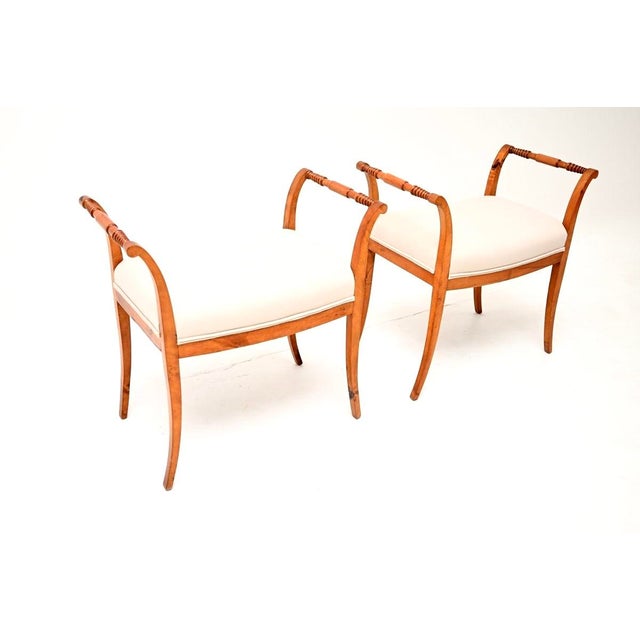 Antique Biedermeier Swedish Satin Birch Stools, 1850, Set of 2 For Sale - Image 4 of 10