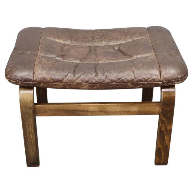 Leather Ottoman attributed to Ingmar Relling for Westnofa, Norway, 1960s For Sale - Image 12 of 12