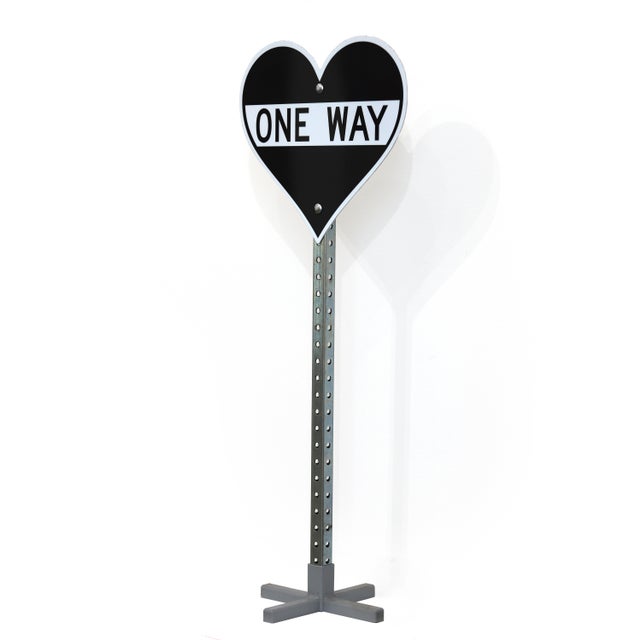 Abstract One Way Heart XI - Contemporary Heart Street Sign Art in Vinyl and Steel For Sale - Image 3 of 9