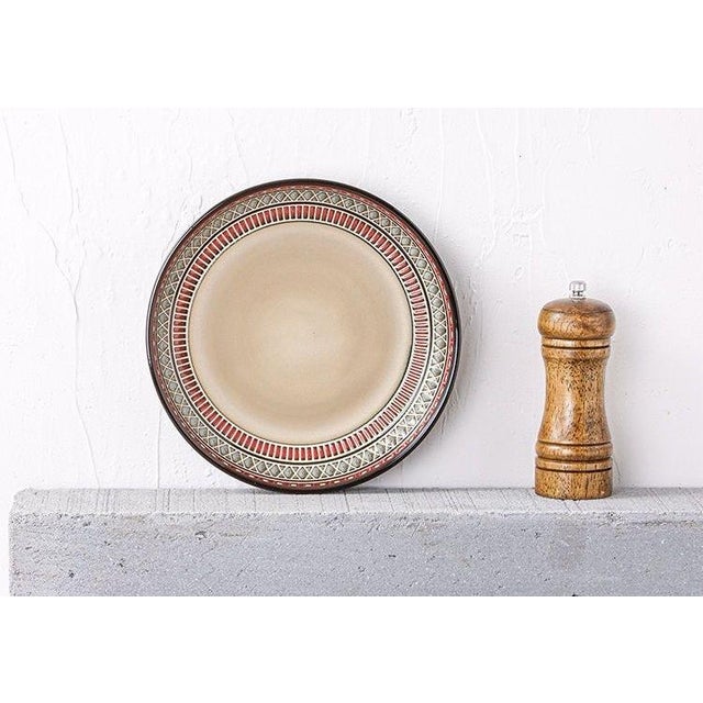 Bohemian Vintage Style Handmade Ceramic Dinner Plate For Sale - Image 4 of 4
