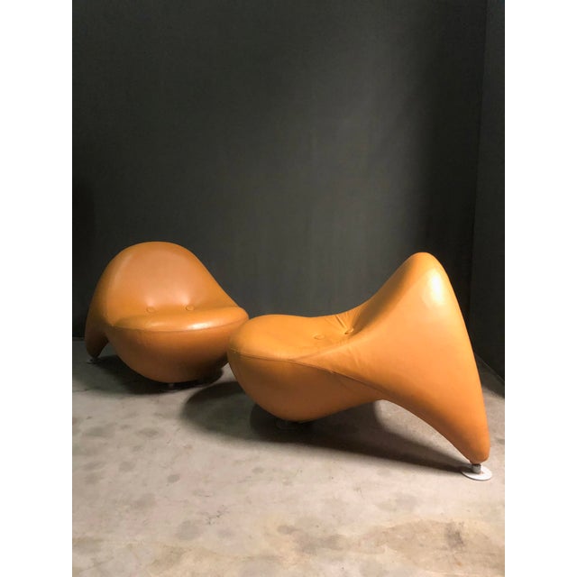 Tan Leather Lounge Chairs by Luigi Colani, 1968, Set of 2 For Sale - Image 8 of 13