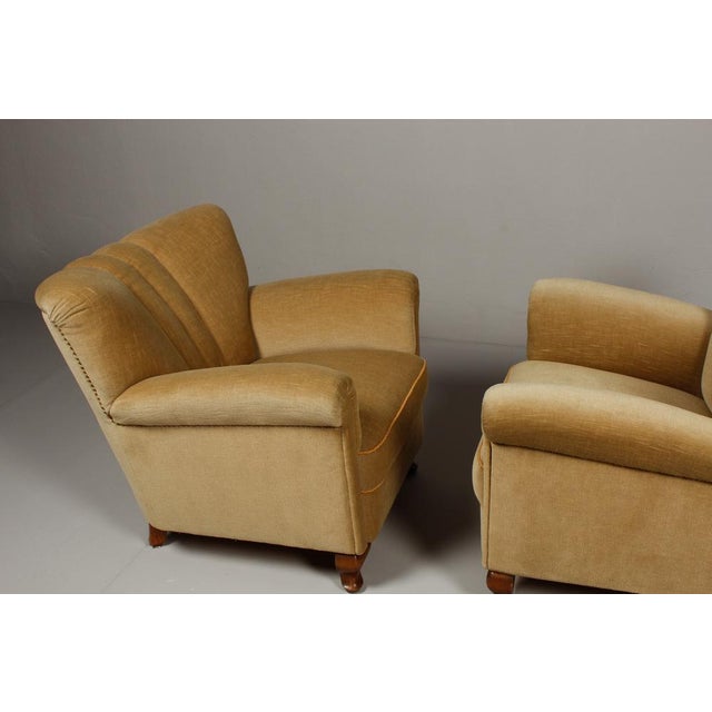 Set of Art Deco Velvet Armchairs, Germany, 1940s For Sale - Image 10 of 15