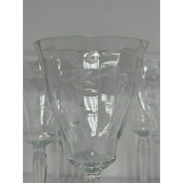 Mid 20th Century Libbey Rock Sharpe Wine Goblets, Set of Seven For Sale - Image 9 of 12
