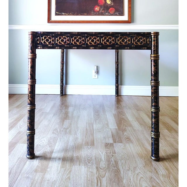 1960s Hollywood Regency Chinoiserie Lacquered Decorated Desk For Sale In Los Angeles - Image 6 of 18