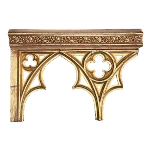 Large Belgian Neo-Gothic Painted and Giltwood Architectural Element