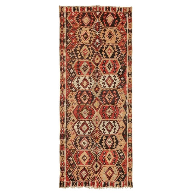 Textile Mid 20th Century Vintage Decorative Turkish Kilim Rug For Sale - Image 7 of 7