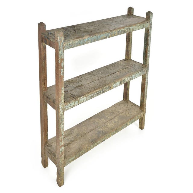 Wood Shelf on Patinated Wooden Legs For Sale - Image 7 of 7