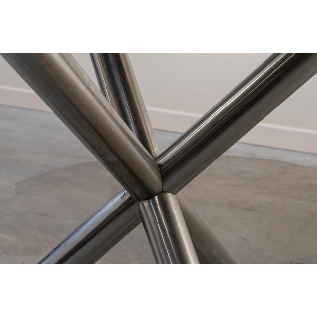 1970s Vintage Space Age Steel and Smoked Glass Table, 1970s For Sale - Image 5 of 7