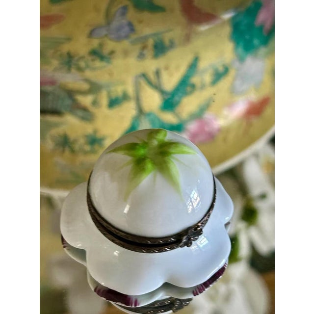 Figurative Limoges Porcelain Flower Trinket Box by Rochard For Sale - Image 3 of 4