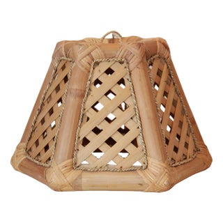 Rattan and Bamboo Chandelier, 1970s For Sale