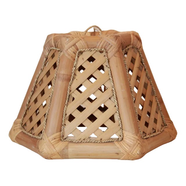 Rattan and Bamboo Chandelier, 1970s For Sale