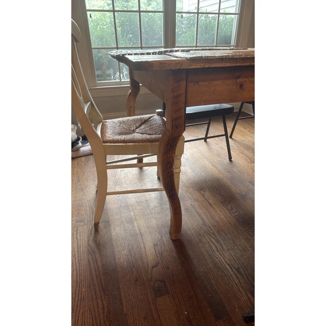 Antique table from France. Picked up at a dealer in New York. Dovetail construction. Beautifully curved legs had a bit of...