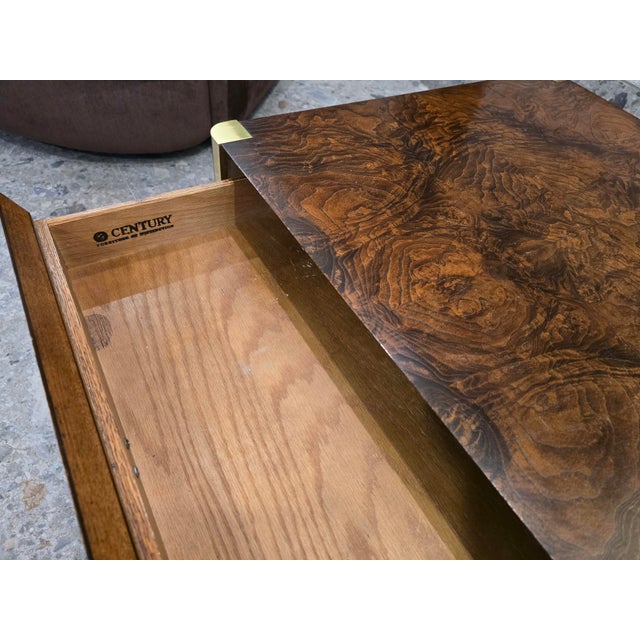 Mid-Century Modern Mid 19th Century Beautiful Burl and Golden Brass Side Table by Century Furniture For Sale - Image 3 of 16