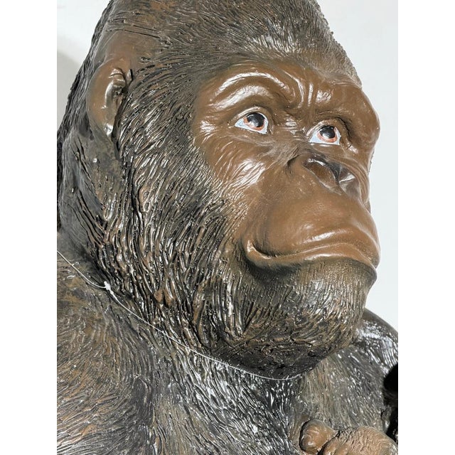 Gorilla Sculpture with Baby Large Decorative Animal Statue For Sale - Image 5 of 11