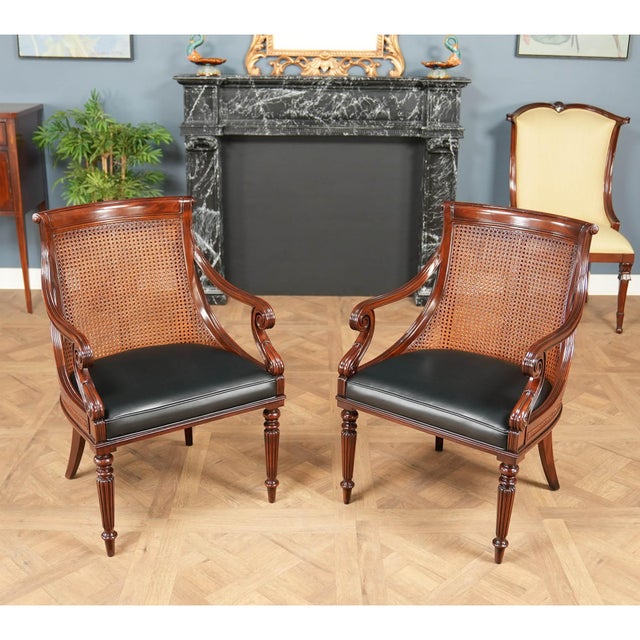 1990s 1990s Pair Theodore Alexander Barrel Back Chairs For Sale - Image 5 of 14