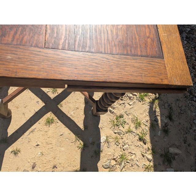Brown Antique Expanding Pub Kitchen Table For Sale - Image 8 of 8