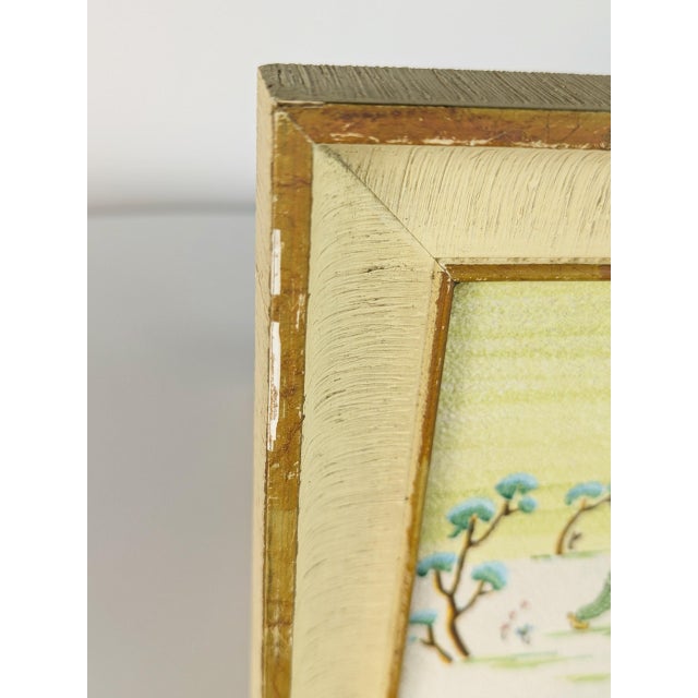 Italian Wall Decorative Ceramic Tiles with Wooden Frame by Lina Poggi Assalini for Ce. As., 1950s, Set of 3 For Sale - Image 6 of 9